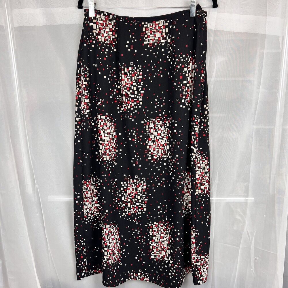 vintage 90s First option geometric maxi skirt black retro sz Sm space funky